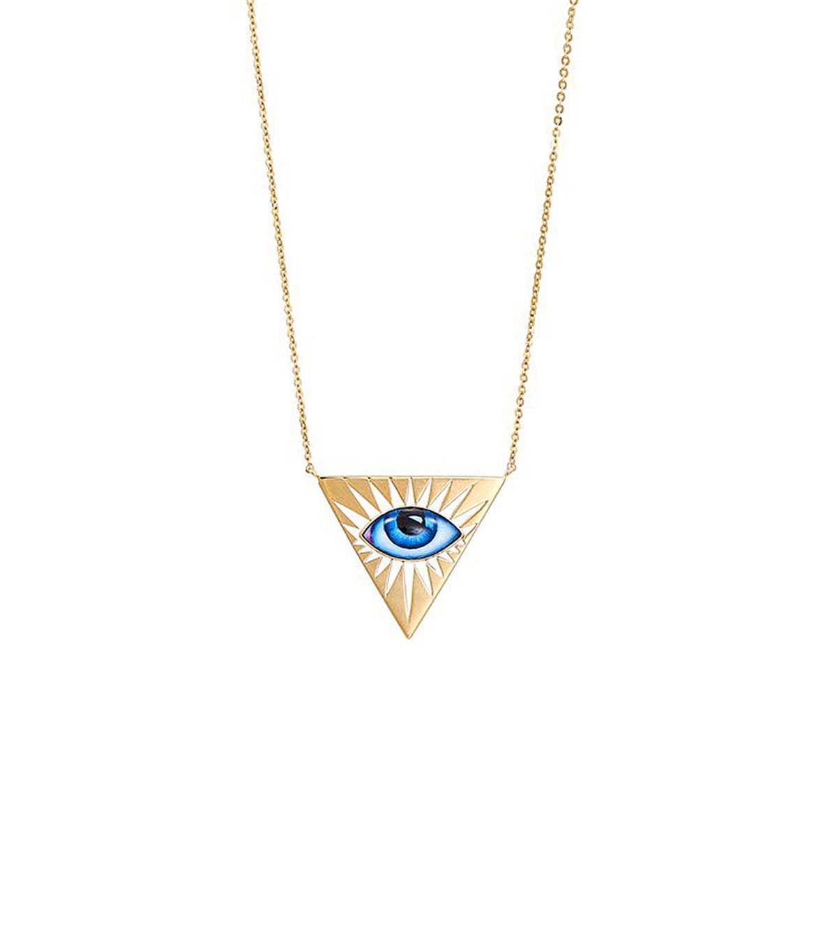 14K Yellow Gold "Isida Petit Bleu" Necklace With A Small Blue Enameled Eye